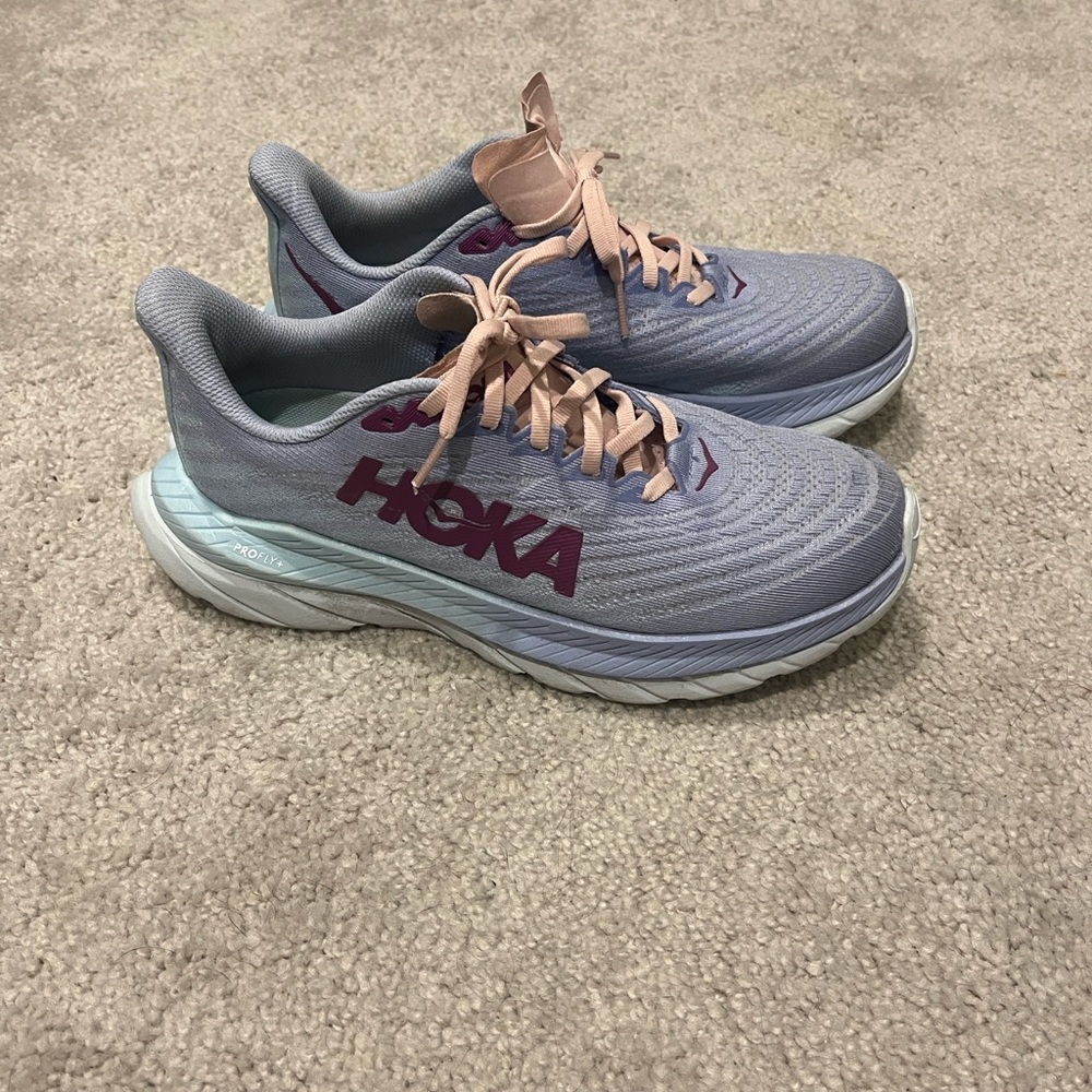 Hoka Lavender and Peach Running Shoes
